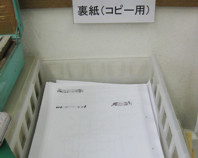 両面コピーのために集められた裏紙